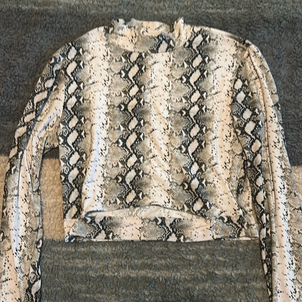 Snake skin mid cutout top